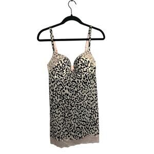 Victoria's Secret Nightgown Bustier Pink Cheetah Adj Straps Lace Details sz 36D